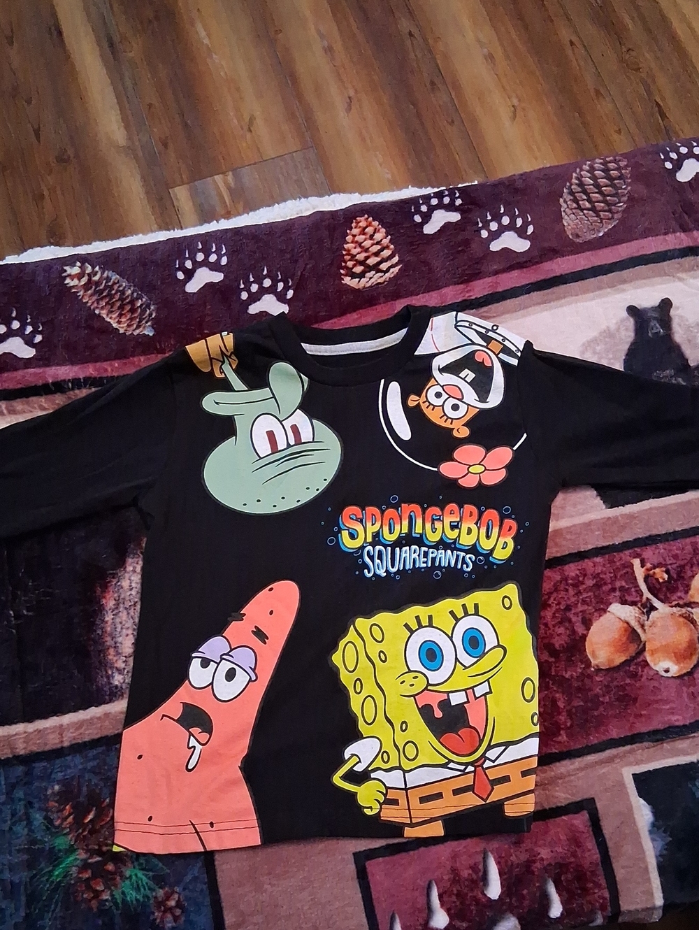 SpongeBob SquarePants Kids' Black Graphic Tee with SpongeBob & Patrick